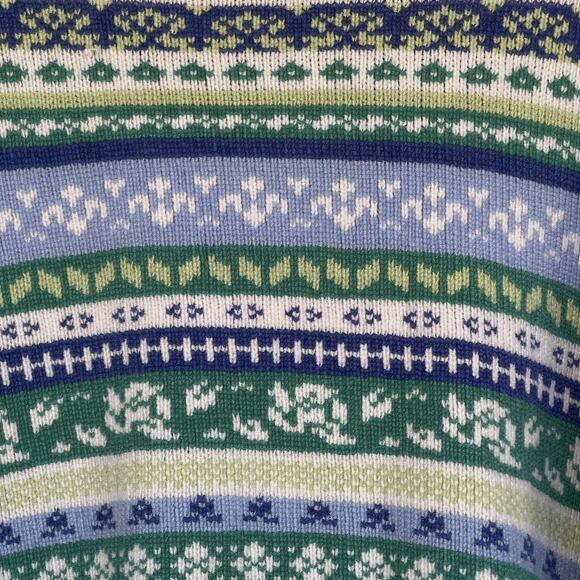 Blair Sweater Womens Extra Large Green Blue Zip Cardigan Fair Isle Knit Pastel - Picture 3 of 8